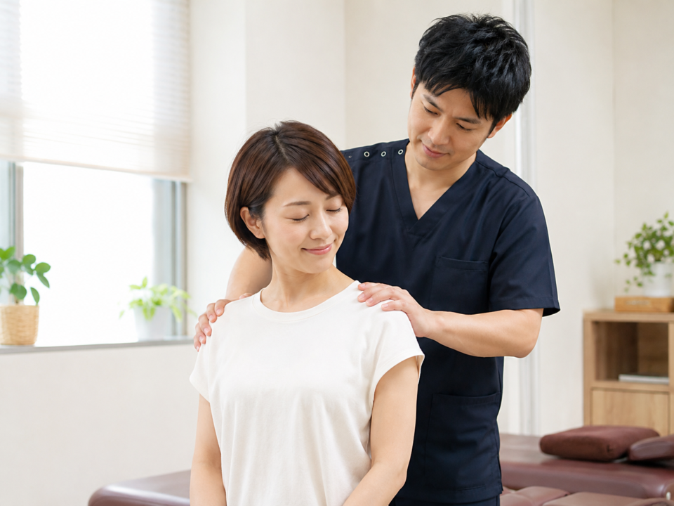 左肩こりに対する整骨院での肩と肩甲骨の施術