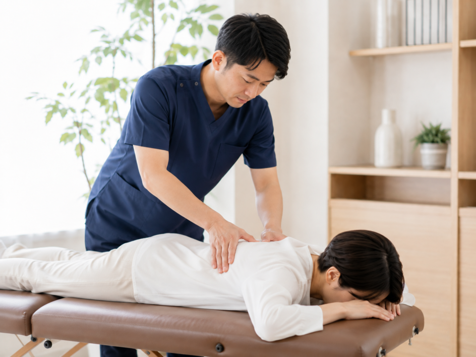 肩甲骨の内側の凝りに対する整骨院での肩と肩甲骨の施術