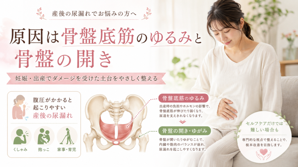 骨盤底筋の位置と働きを確認する産後女性