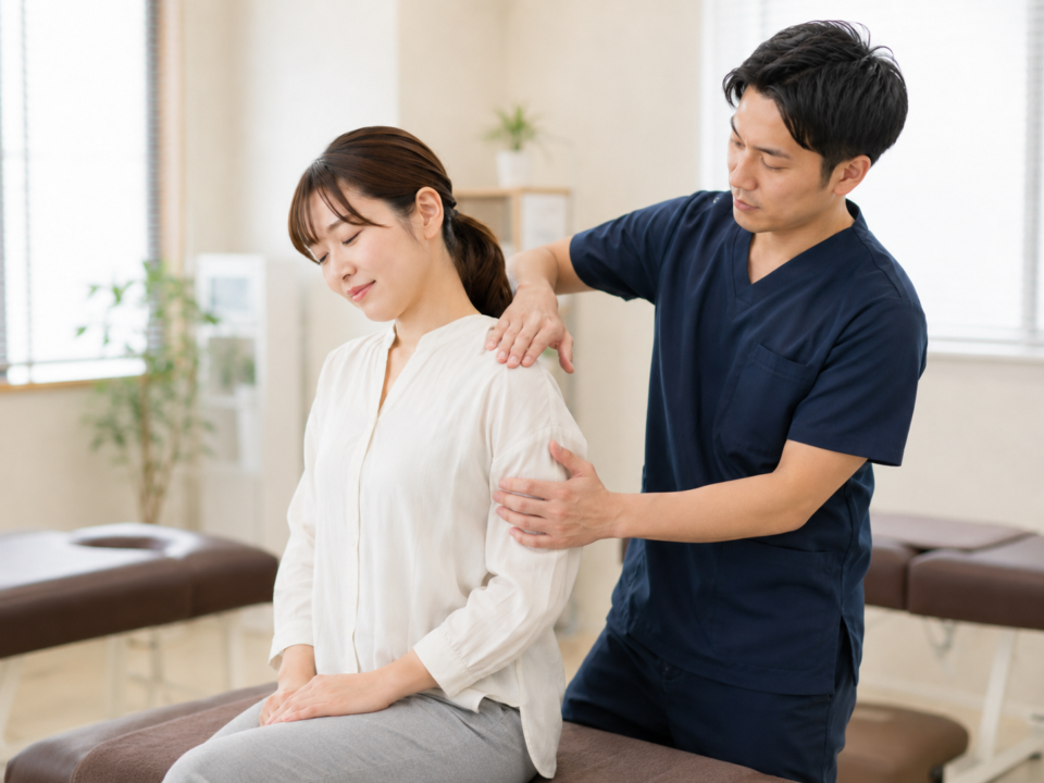 左肩こりに対する整骨院での肩の施術