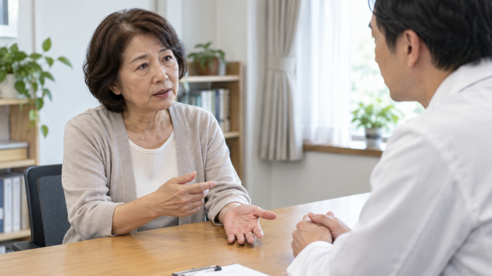 手の症状について医療者に相談する説明用イメージ