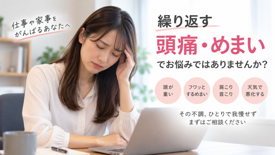 西区で頭痛・めまいにお悩みの方へ｜原因と整体で確認したいこと