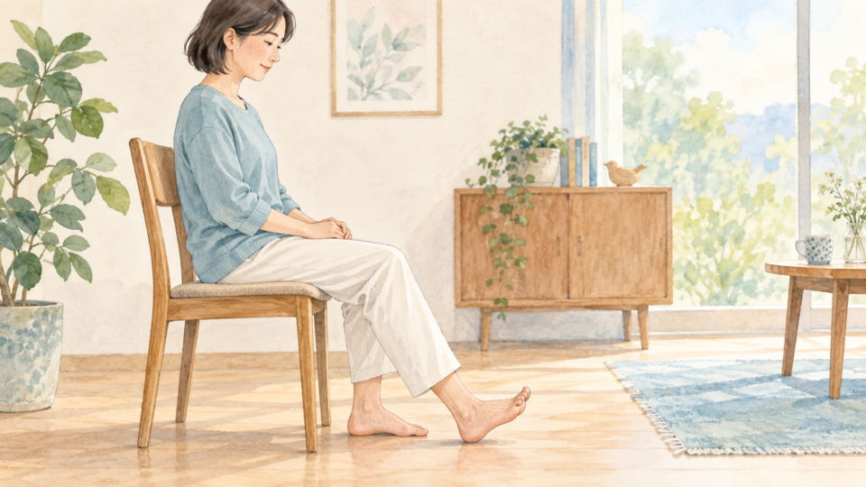 座ってつま先やかかとを小さく上げ下げする動き
