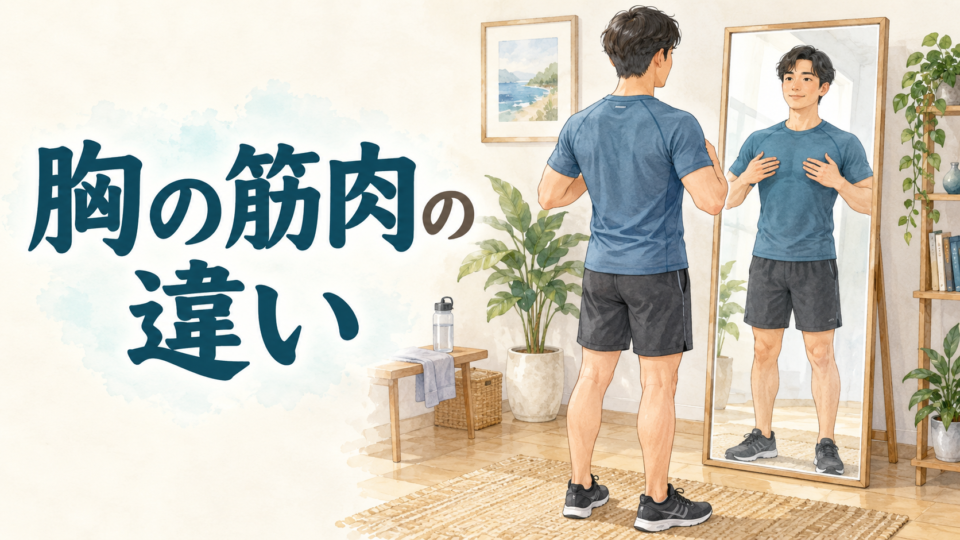 鏡の前でシャツを着た胸元を確認する男性のイラスト