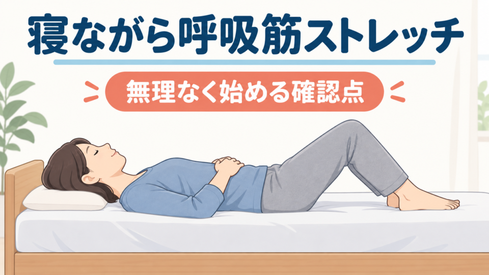 寝ながら呼吸筋ストレッチを始める前に仰向けで呼吸と体調を確認する準備姿勢