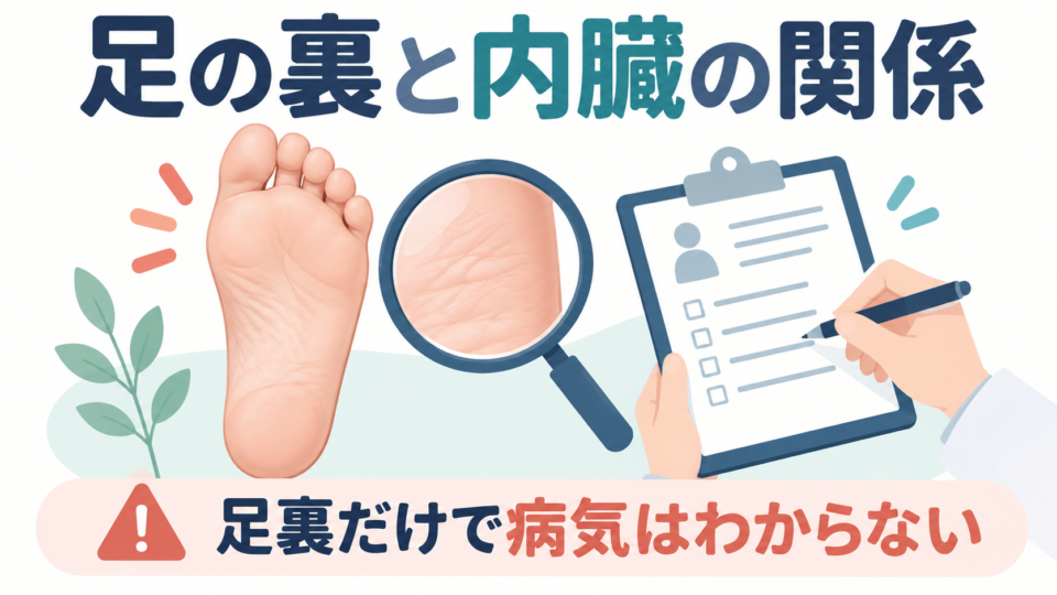 足裏だけでは内臓の病気を判断できないことを伝えるイラスト