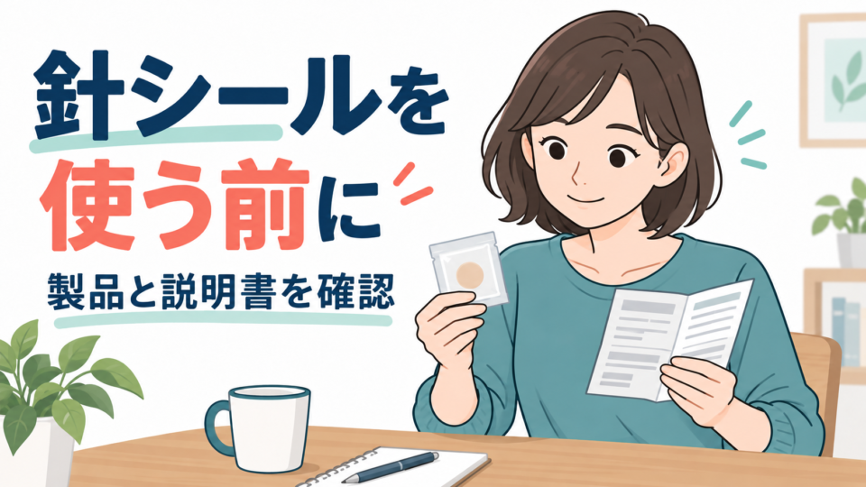 針シールの袋と説明書を確認する女性
