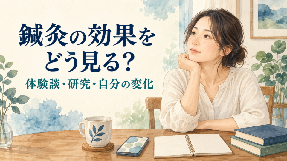 スマートフォンと資料を見ながら鍼灸の効果の確かめ方を考える女性