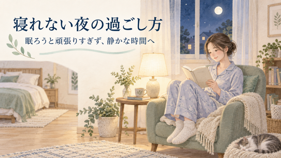 眠れない夜に寝床を離れ穏やかな明かりの下で本を読む女性