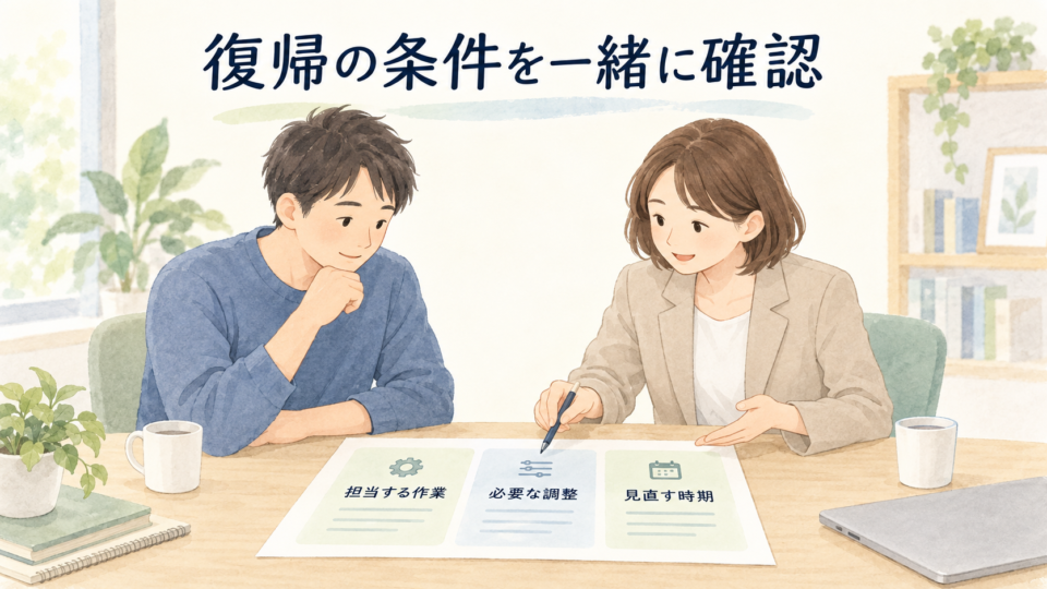 作業の条件と見直す時期を職場で共有する図