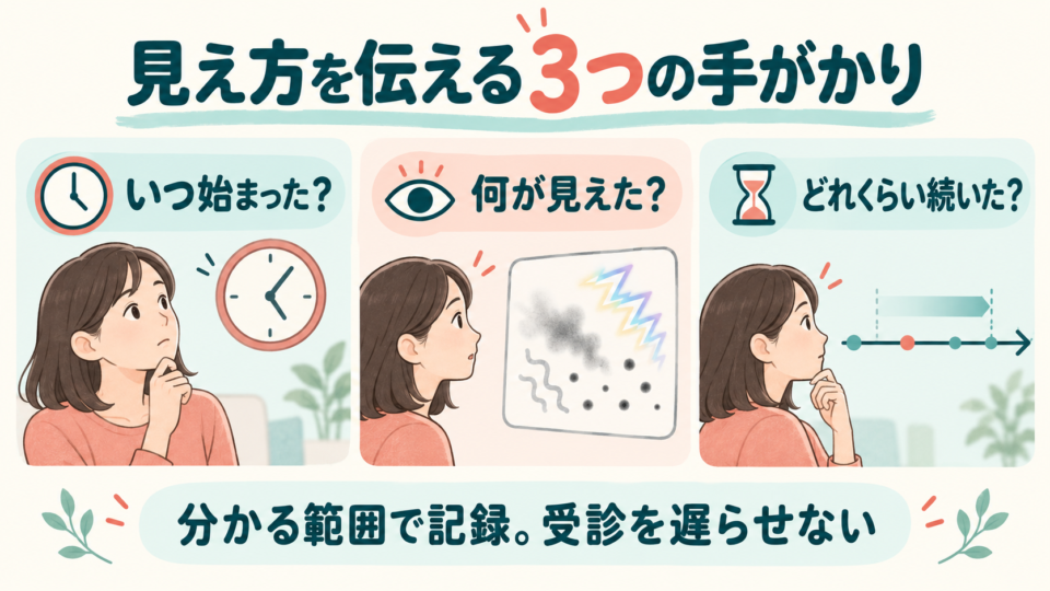 見え方の始まり、形、続いた時間を伝える三つの手がかり