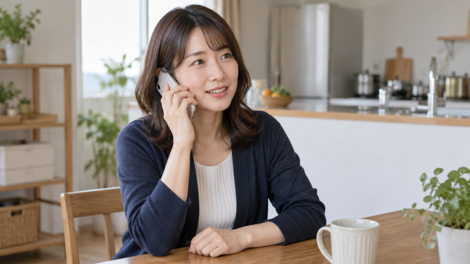 電話で相談する女性の説明用イメージ